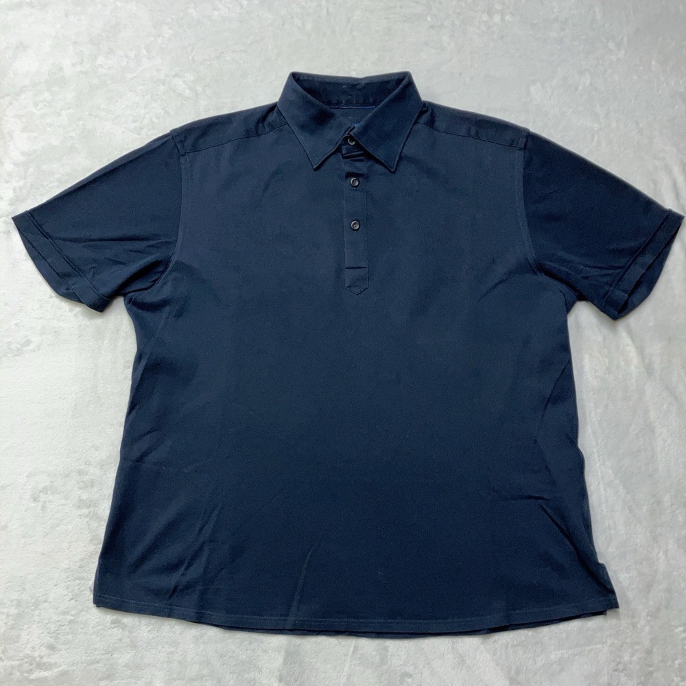 Eton Polo Shirt Mens XL Slim Fit Dark Navy Blue Pique Cotton Minimalist Preppy